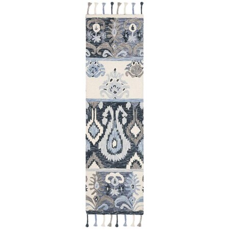 Safavieh 2 ft.-3 in. x 8 ft. Suzani Hand Hooked Runner Area RugBlue & Ivory SZN208A-28